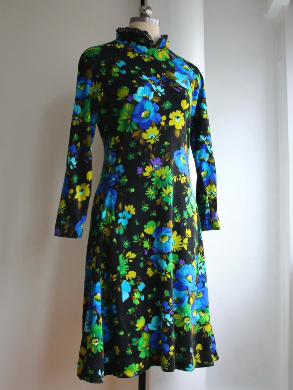 1960's Handmade Reproduction Floral Jersey Dress